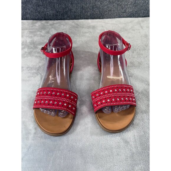 Andiamo Women's shoes 8M red strap sandels with rhinestones - Picture 5 of 16